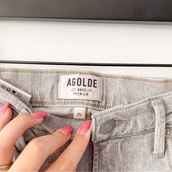 AGOLDE Sophie High Rise Crop Skinny Jeans Portland Destructed - Picture 5 of 7